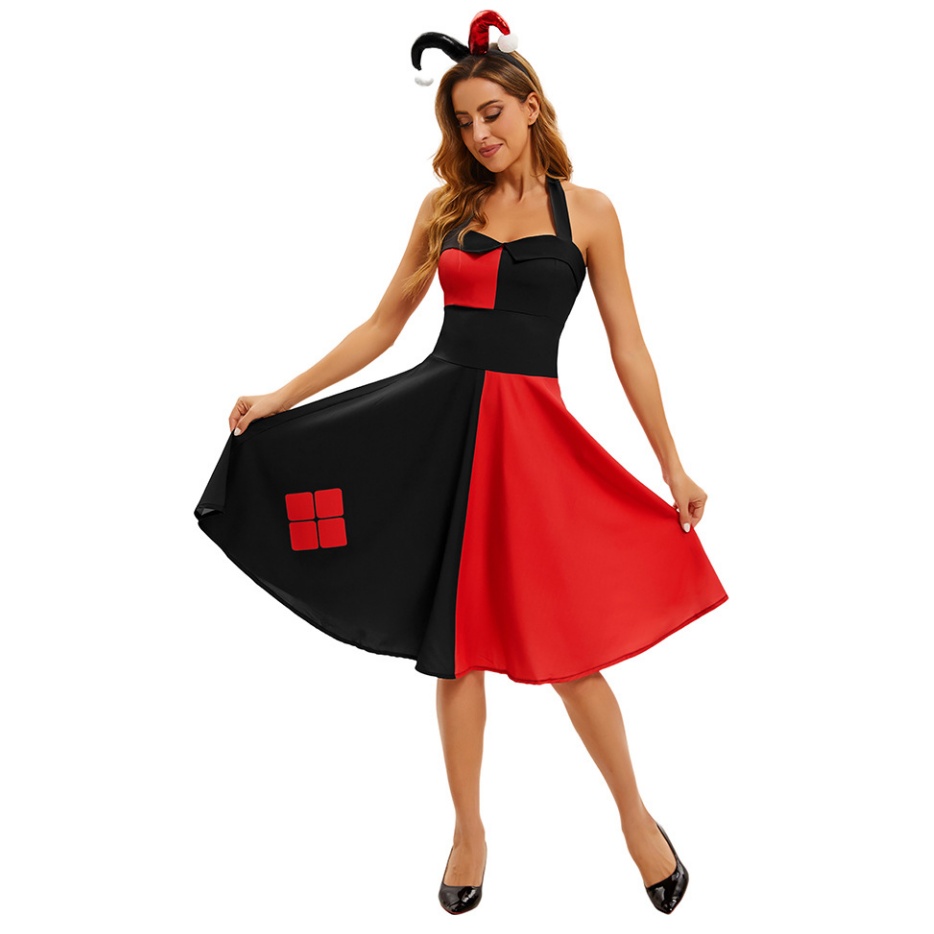 Halloween Dress for Women 1950s  Halter Tie Back Swing Evening Prom Dresses